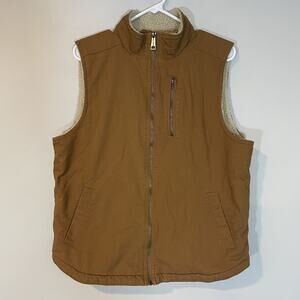 Wells Lamont Canvas Sherpa Lined Vest Tan Men's Medium Workwear Western Gorpcore